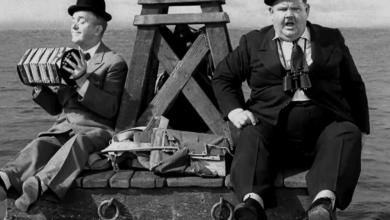 Photo of “The Harder They Fall, the Bigger I Am”: Laurel and Hardy in “The Dancing Masters” (1943).