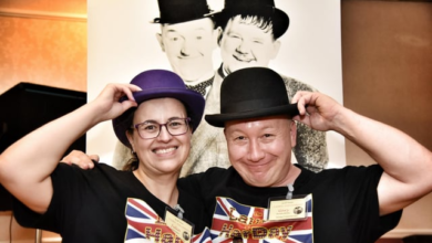 Photo of Fans celebrate comedy duo Laurel and Hardy at annual convention in Wigan